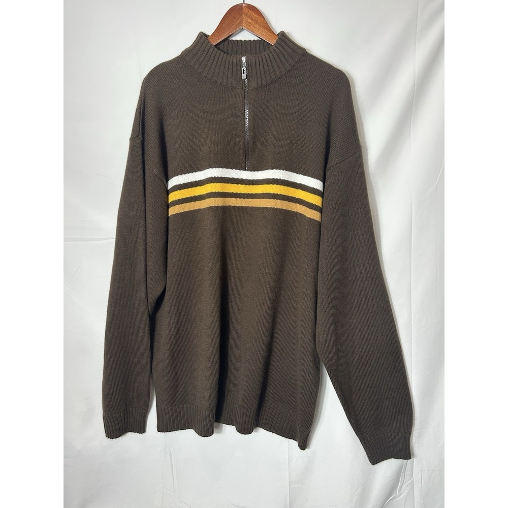 Vintage Mens PJ Mark Collared 1/4 Zip Sweater Pullover 3X  Coogi Style Y2K Rare‎